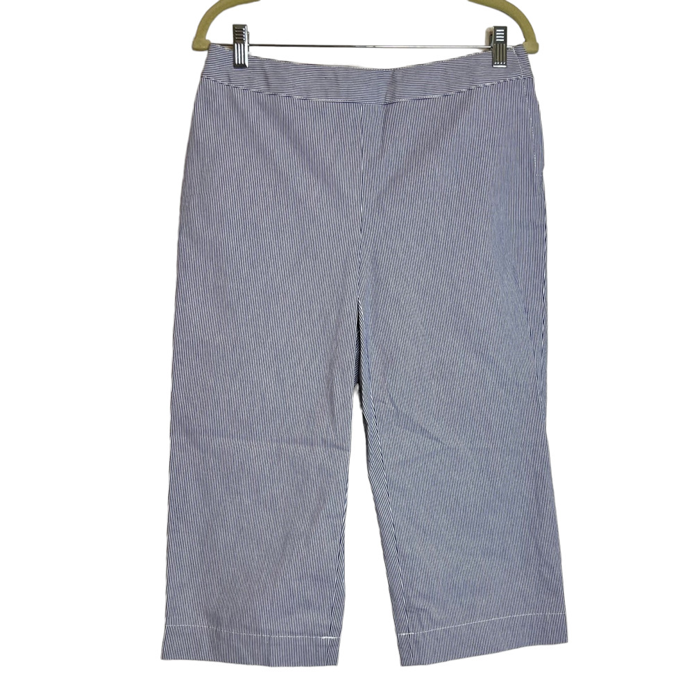 Liz Claiborne Audra Capri Pants Size 6 Petite Blue Pinstripes Boat Club Favorite